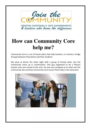 How can Community Core help me?