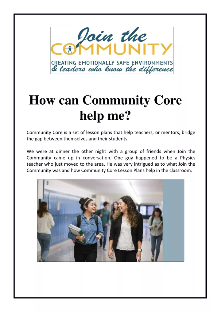 how can community core help me