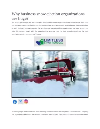 why business snow ejection organizations are huge