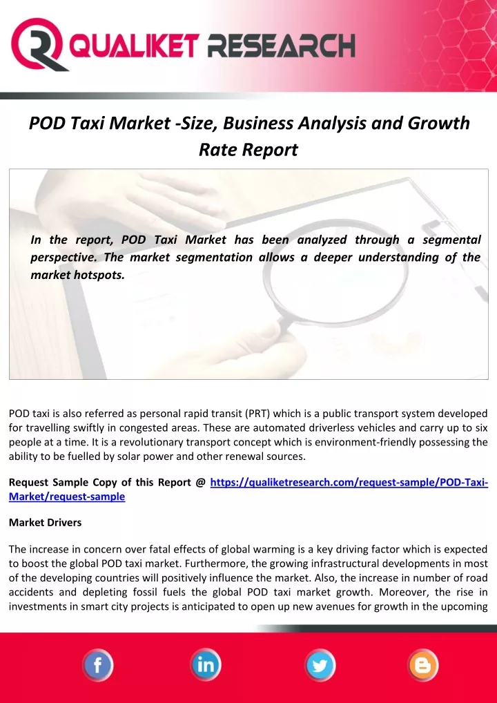 pod taxi market size business analysis and growth