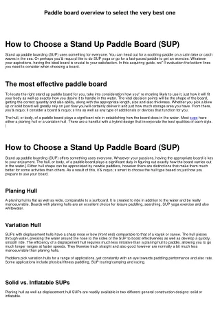 Paddle board overview to select the most effective one