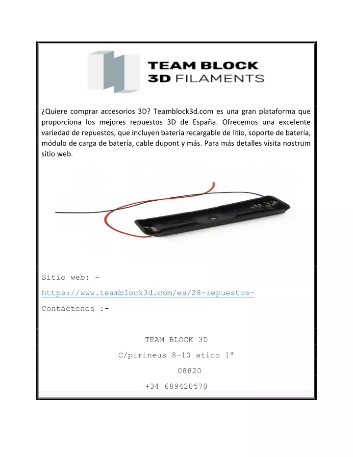 quiere comprar accesorios 3d teamblock3d