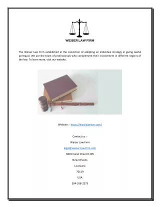the weiser law firm established in the conviction