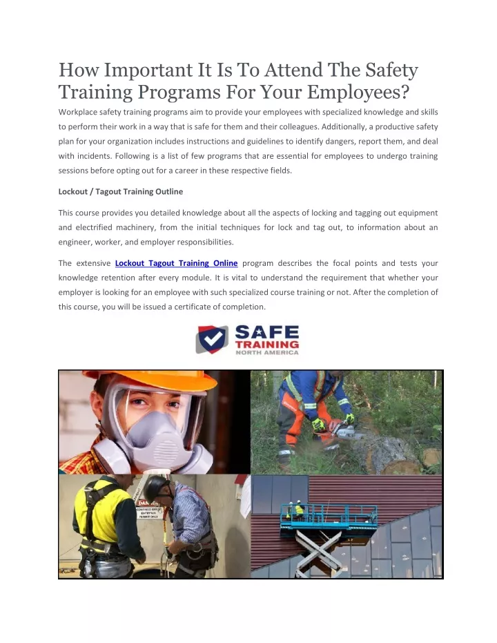 how important it is to attend the safety training
