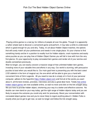pick out the best hidden object games online