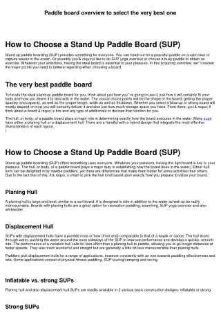 Paddle board guide to pick the very best one