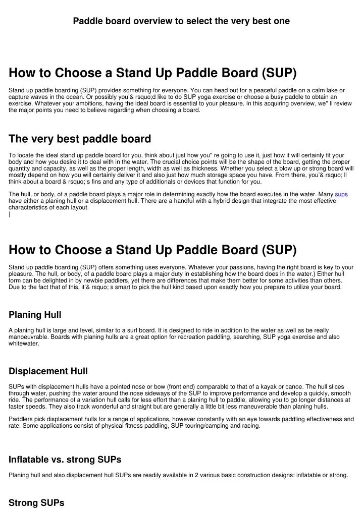 paddle board overview to select the very best one