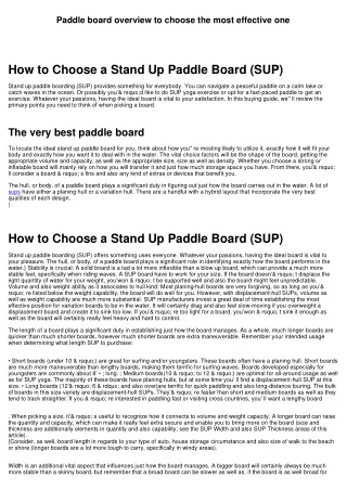 Paddle board overview to pick the most effective one