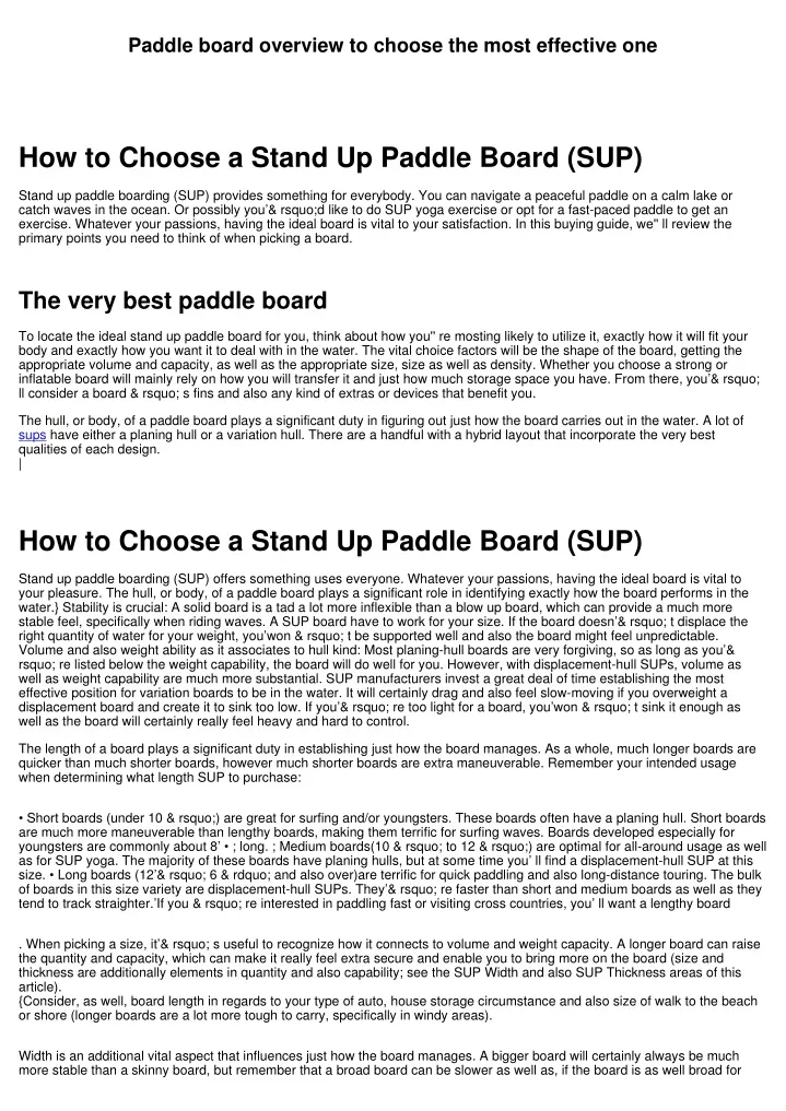 paddle board overview to choose the most