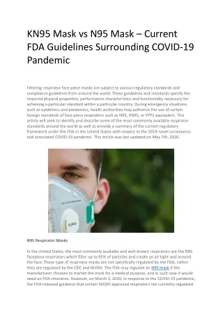 kn95 mask vs n95 mask current fda guidelines
