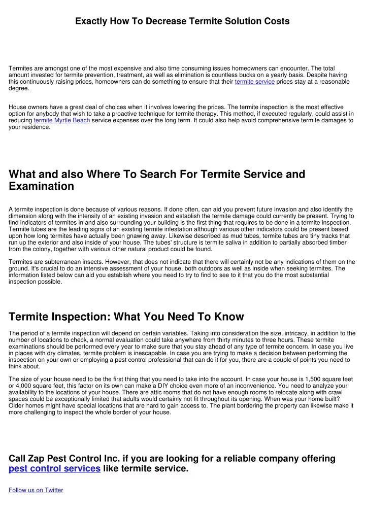 exactly how to decrease termite solution costs