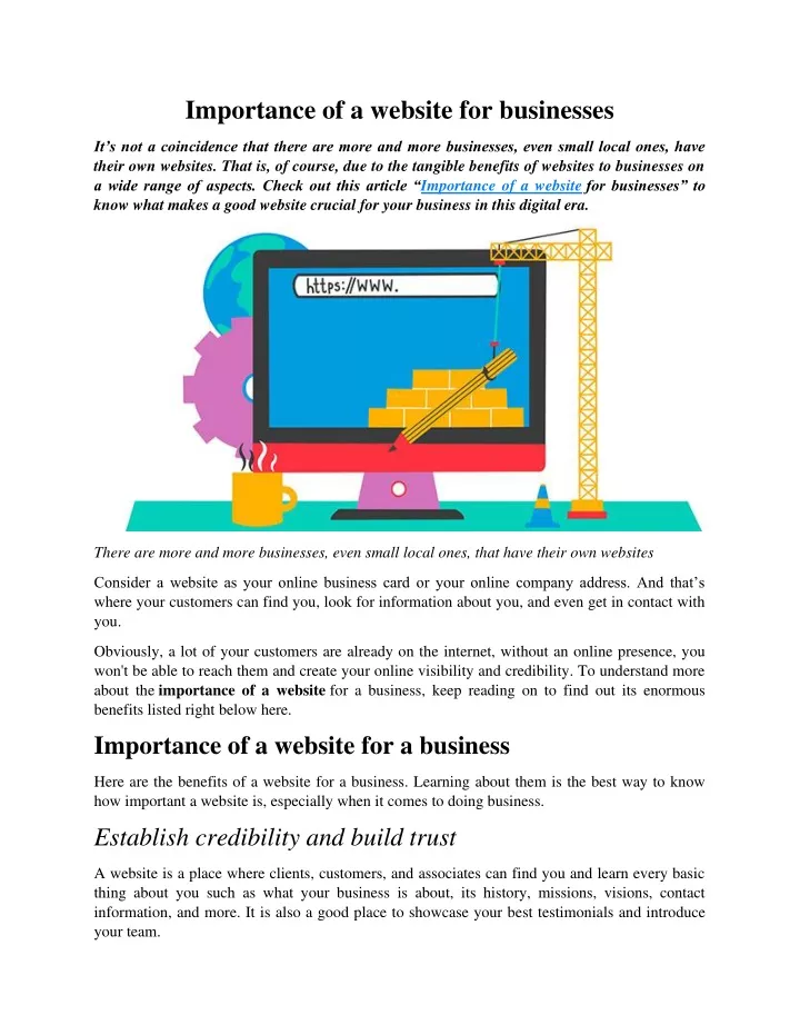 importance of a website for businesses