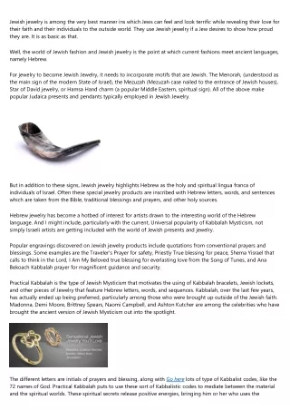 jewish jewelry is among the very best manner