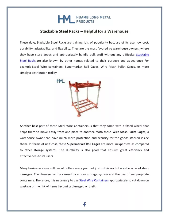 stackable steel racks helpful for a warehouse