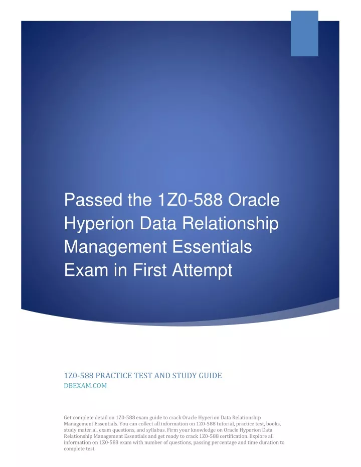 passed the 1z0 588 oracle hyperion data