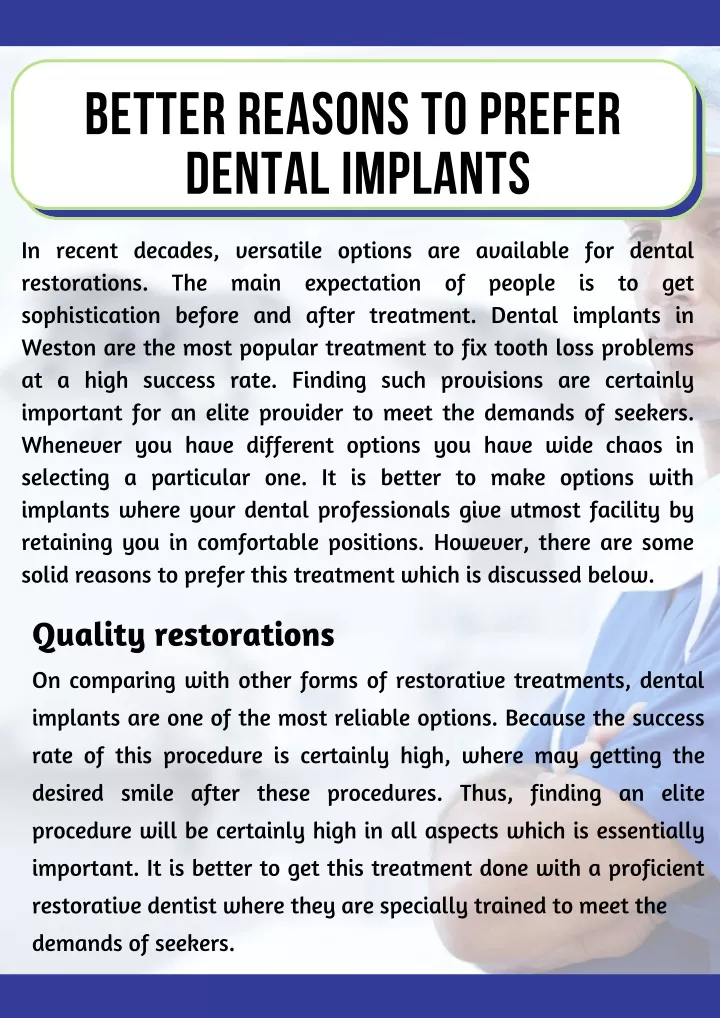 better reasons to prefer dental implants