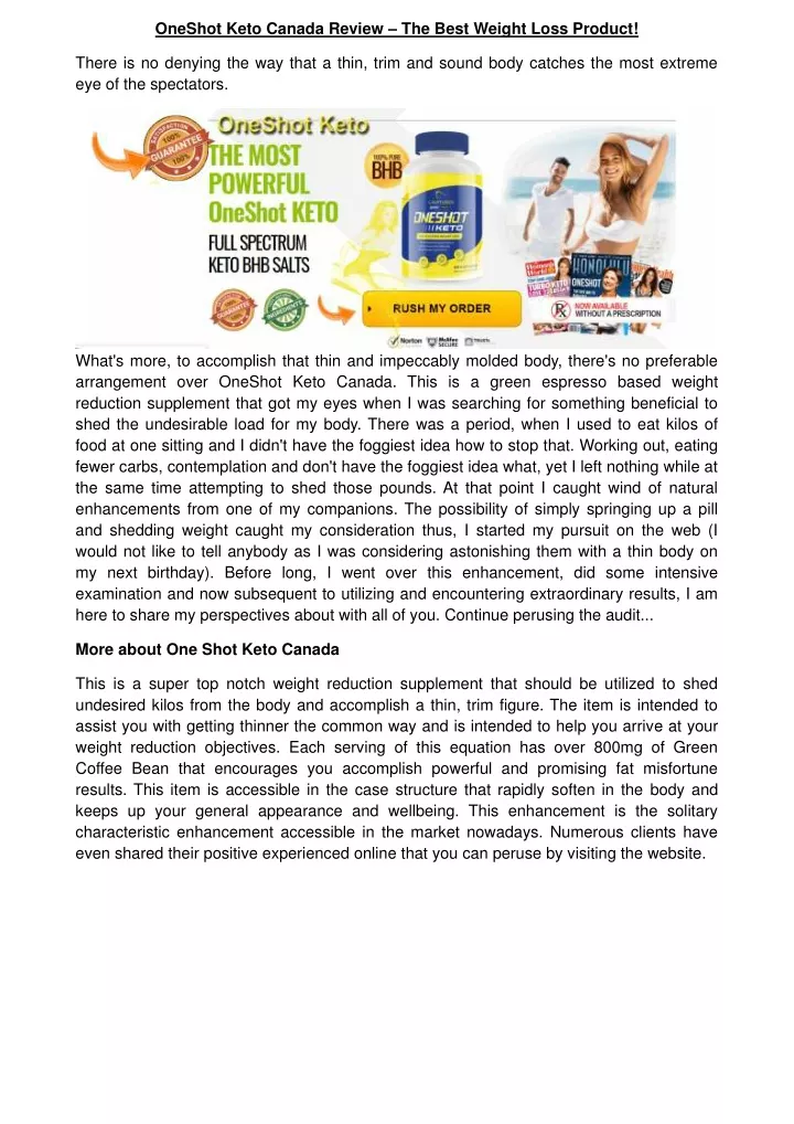 oneshot keto canada review the best weight loss