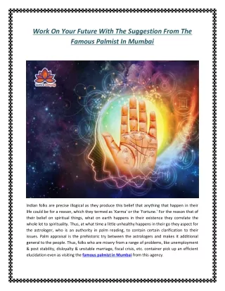 Work On Your Future With The Suggestion From The Famous Palmist In Mumbai