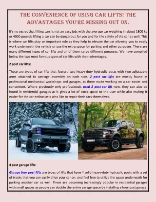 the convenience of using car lifts the advantages