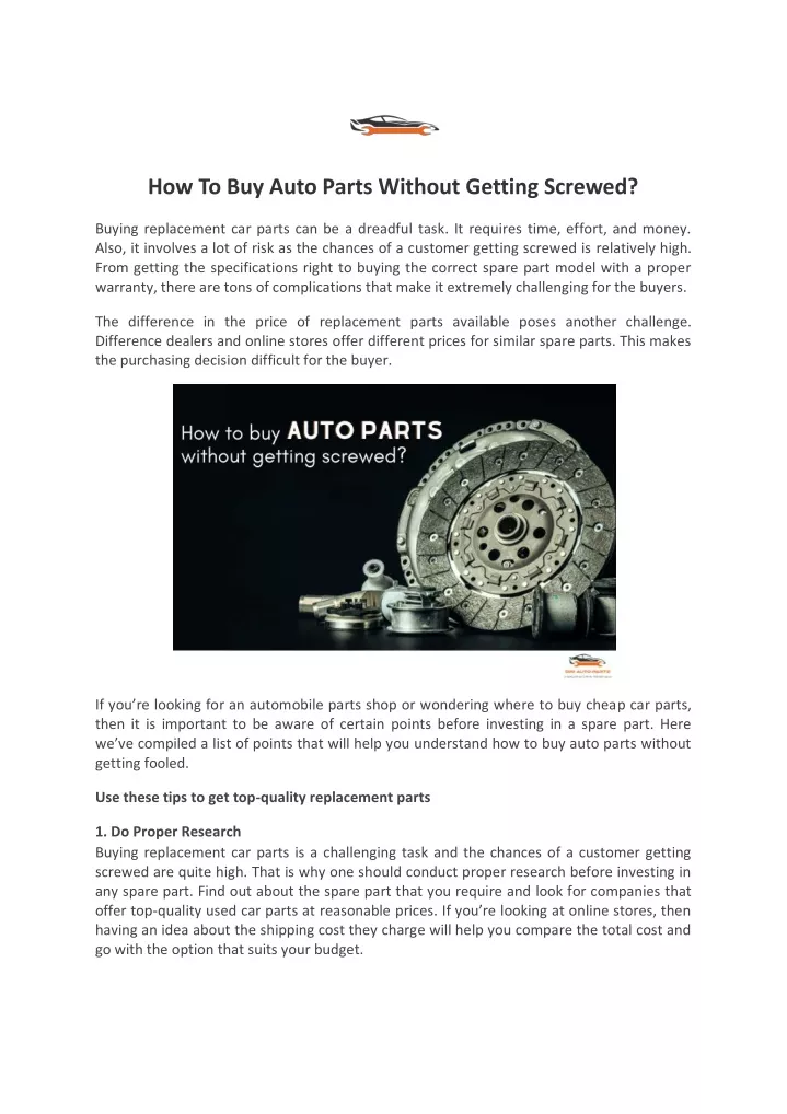 how to buy auto parts without getting screwed