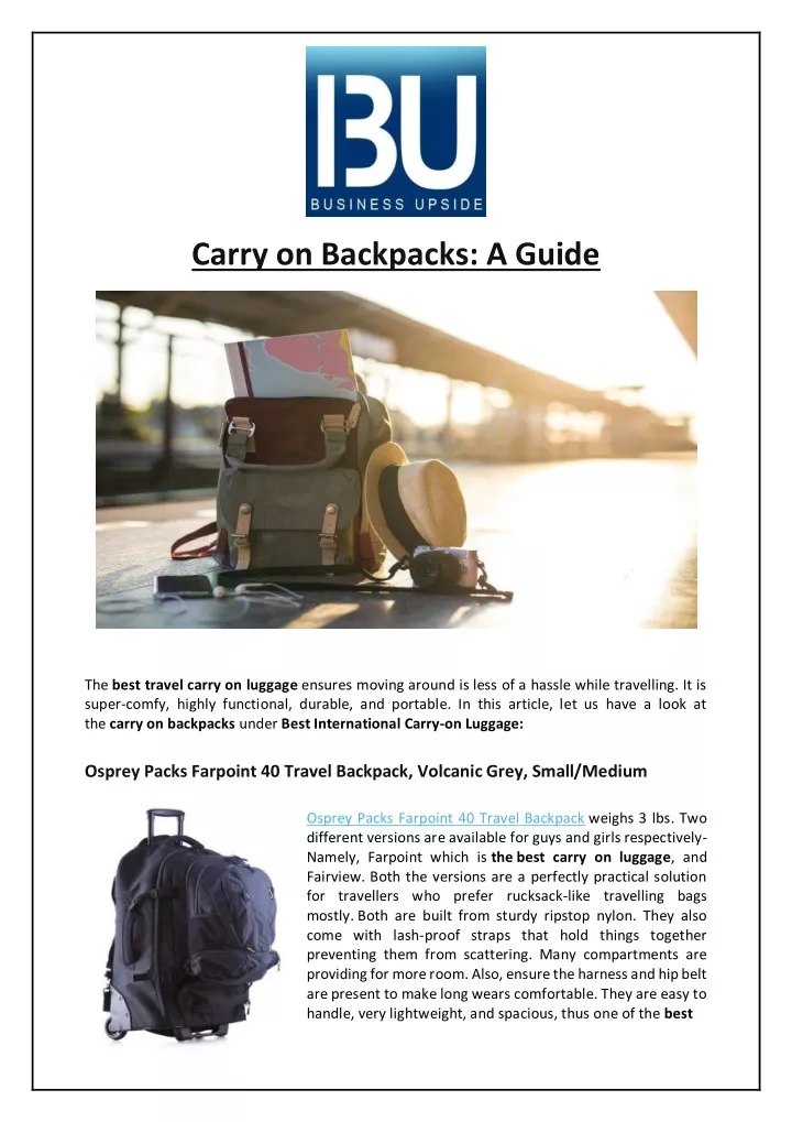 carry on backpacks a guide