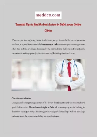 Essential Tips to find the best doctors in Delhi across Online Clinics