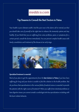 Top Reasons to Consult the Best Doctors in Patna
