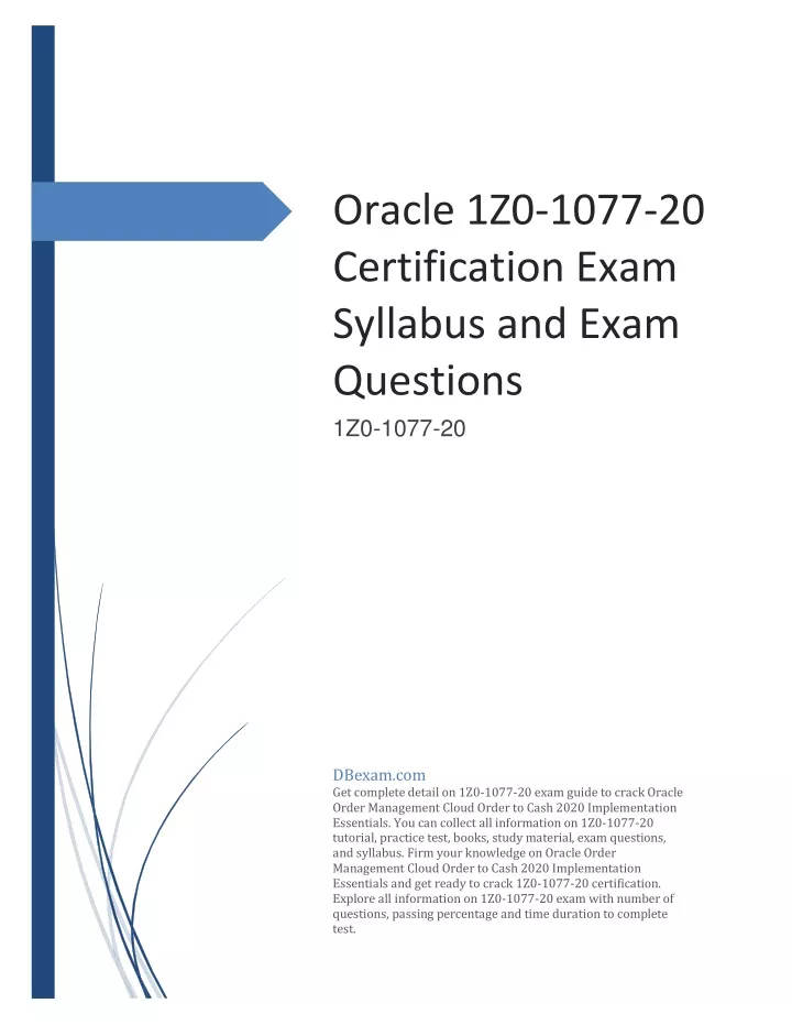 oracle 1z0 1077 20 certification exam syllabus