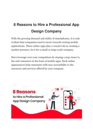 8 Reasons to Hire a Professional App Design Company