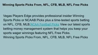 Vegas Players Edge gives proficient insider Winning Sports Picks