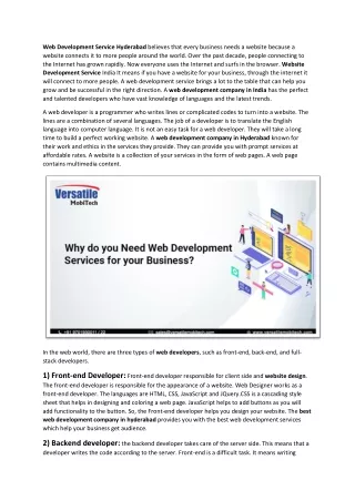web development service hyderabad believes that