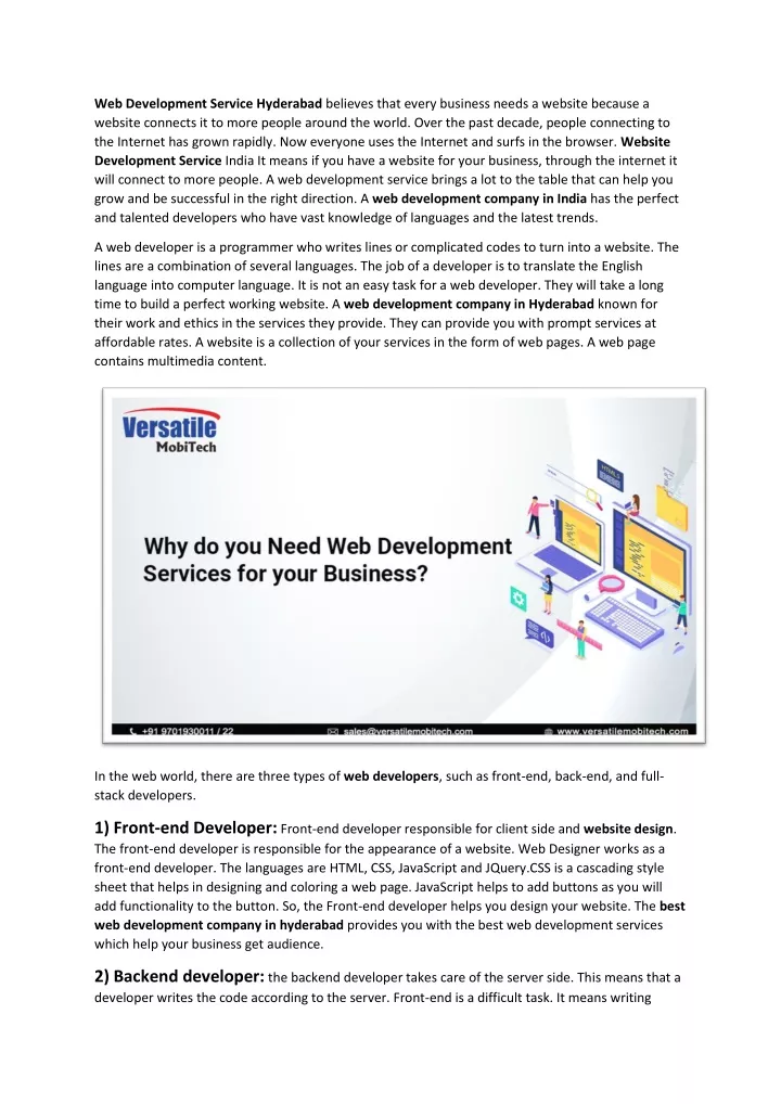 web development service hyderabad believes that