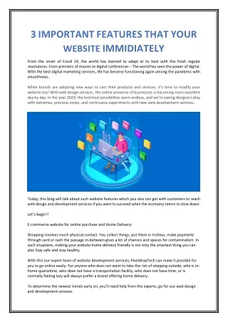 3 IMPORTANT FEATURES THAT YOUR WEBSITE IMMEDIATELY