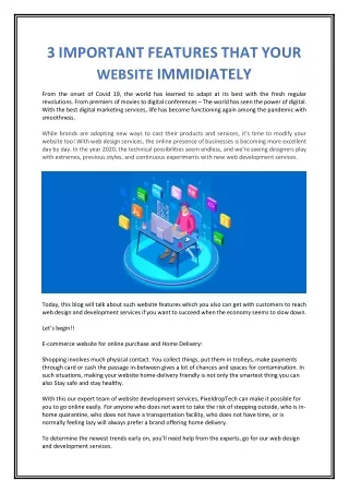 3 important features that your website immidiately