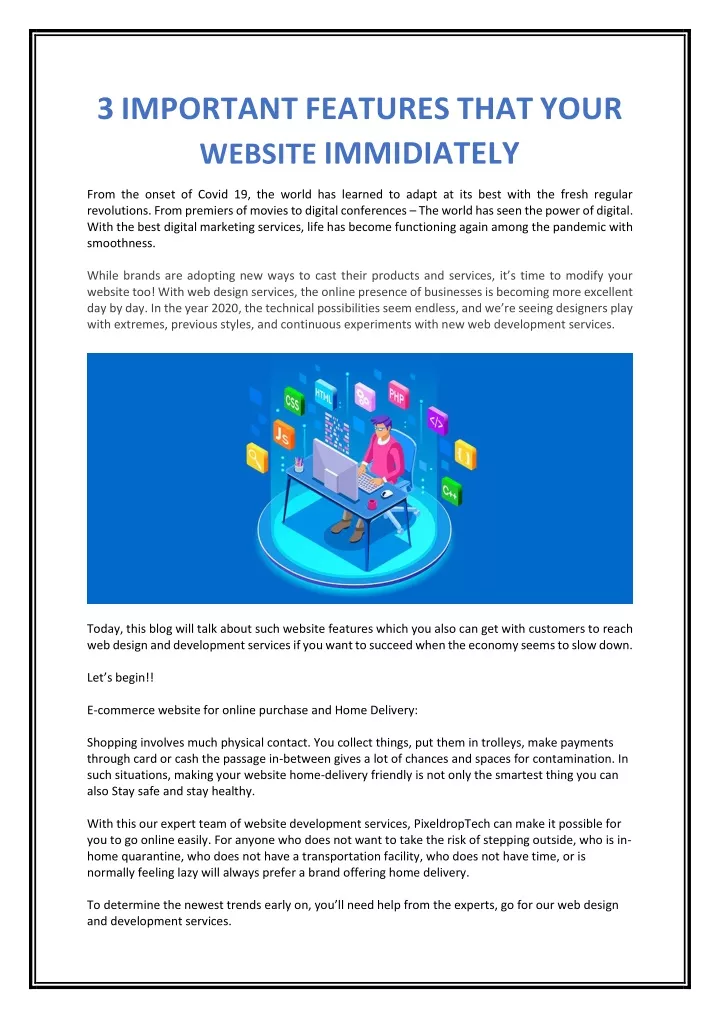 3 important features that your website immidiately