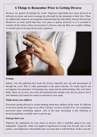6 things to remember prior to getting divorce