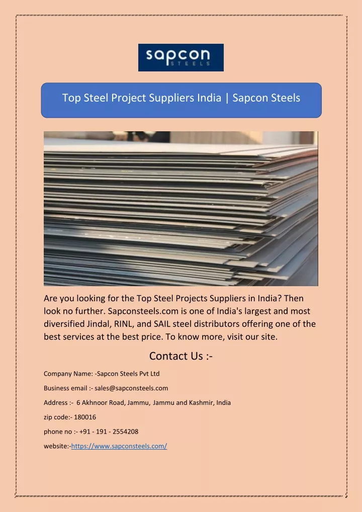top steel project suppliers india sapcon steels