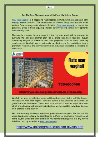 Get the Buy Flats near wagholi – Unicon Group