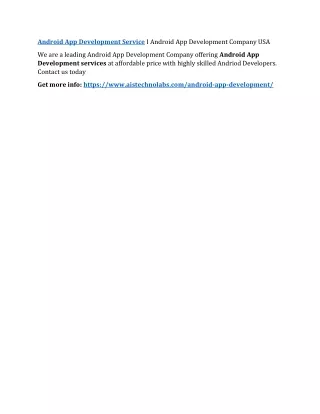 android app development service i android