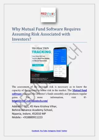 why mutual fund software requires assuming risk