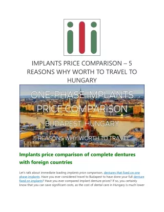 IMPLANTS PRICE COMPARISON – 5 REASONS WHY WORTH TO TRAVEL TO HUNGARY