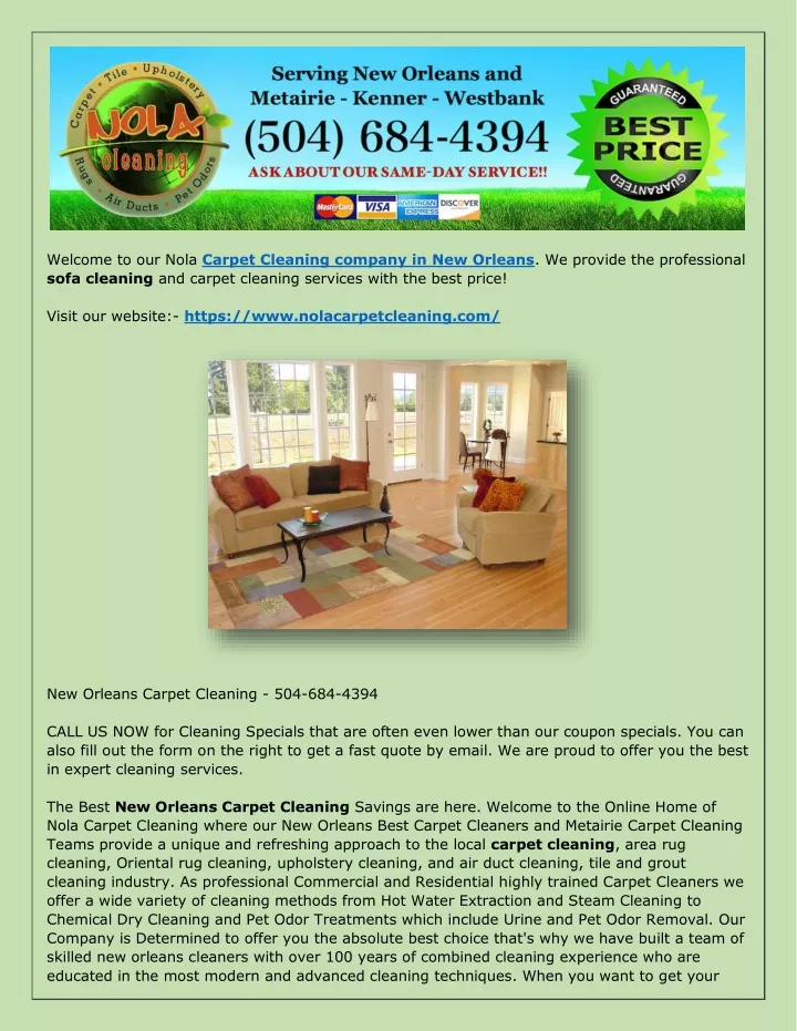 welcome to our nola carpet cleaning company