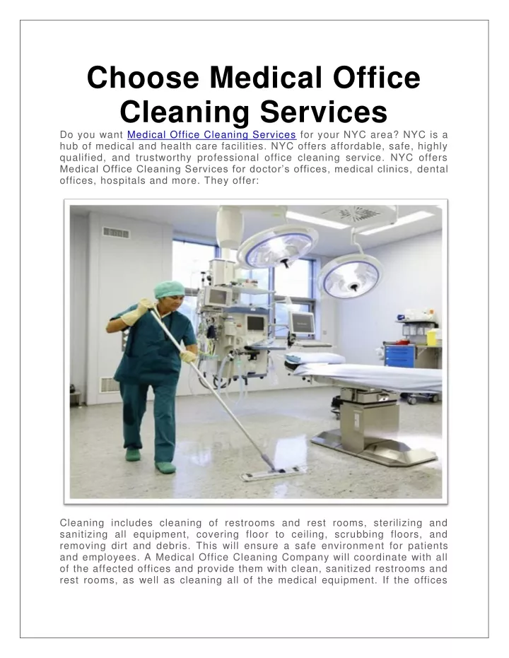 choose medical office cleaning services