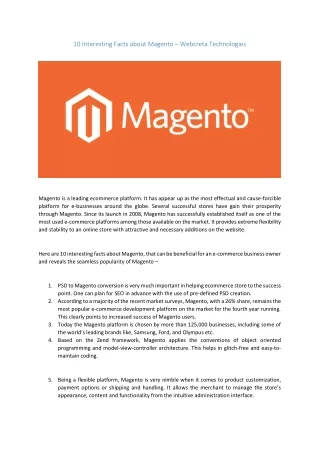 10 Intresting Facts About Magento - Webcreta Technologies