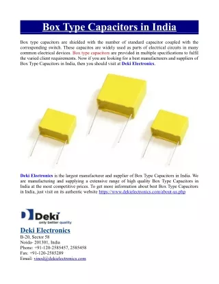box type capacitors in india