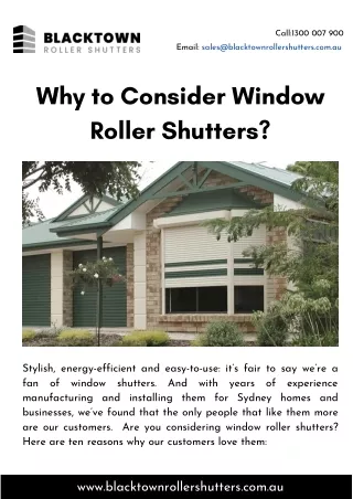 Why to consider window roller shutters?