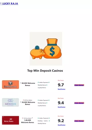 Minimum deposits with high casino bonuses