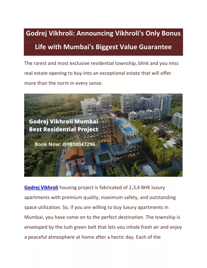 godrej vikhroli announcing vikhroli s only bonus