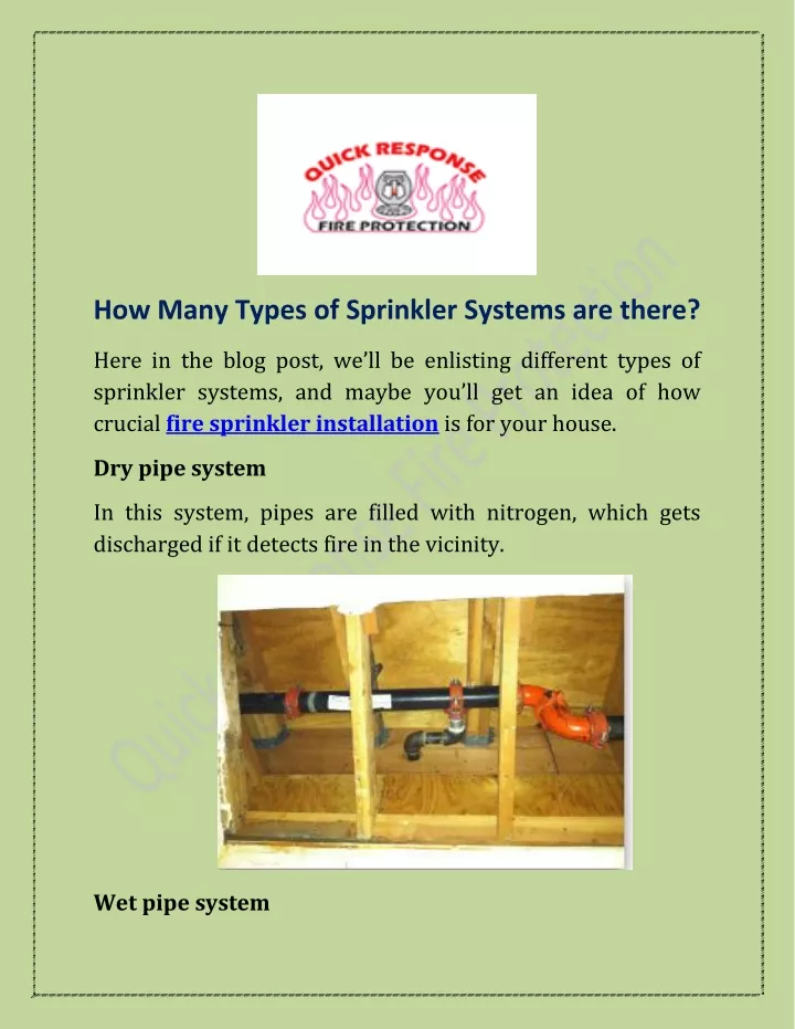 how many types of sprinkler systems are there