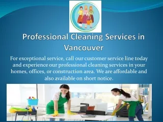 Professional Cleaning Services in Vancouver